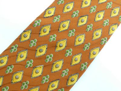 Valentino Pumpkin and Yellow Graphic Print Silk Tie Ties Valentino