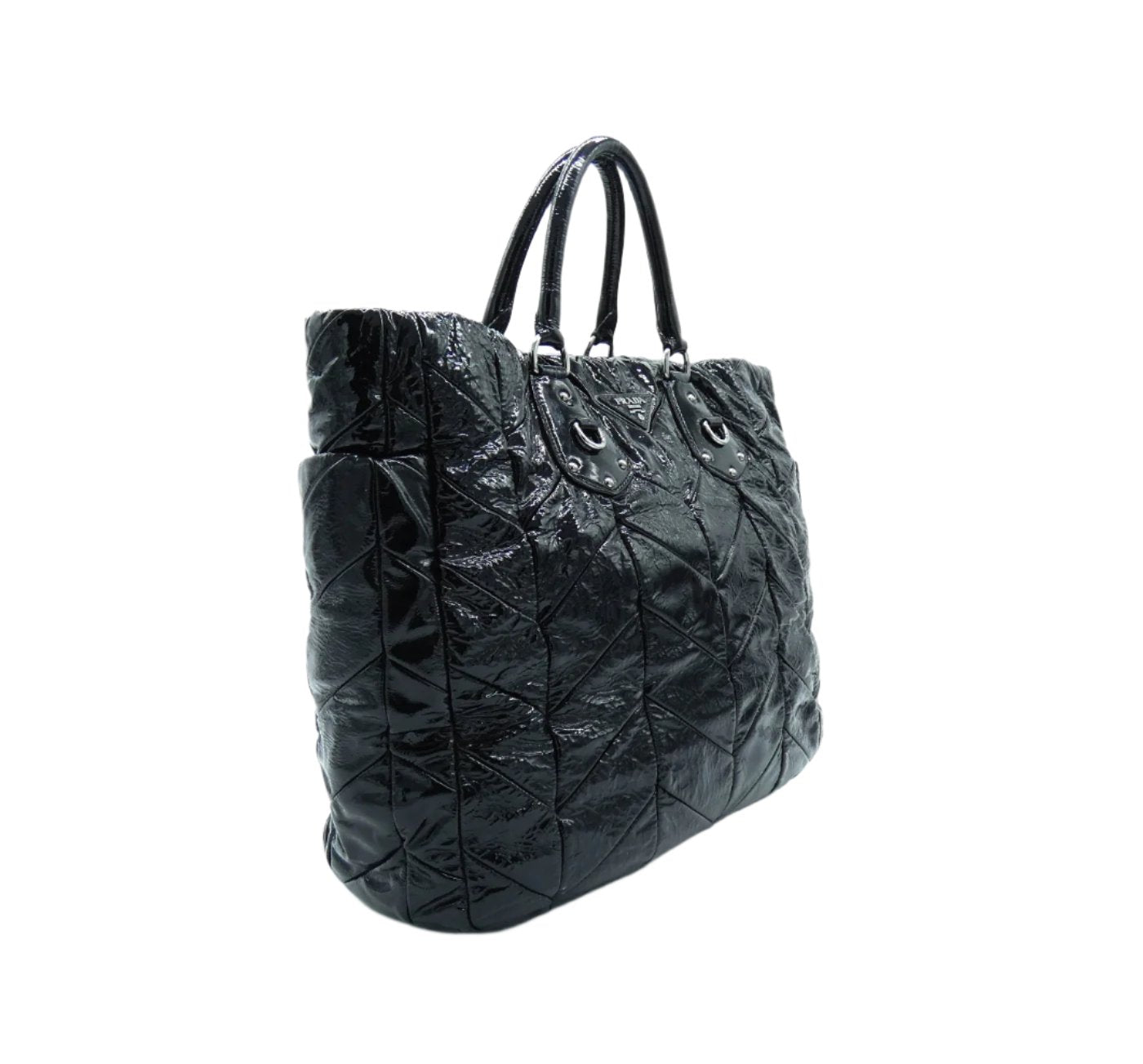 Prada Black Patent Quilted Tote Bag Prada