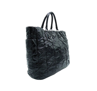 Prada Black Patent Quilted Tote Bag Prada