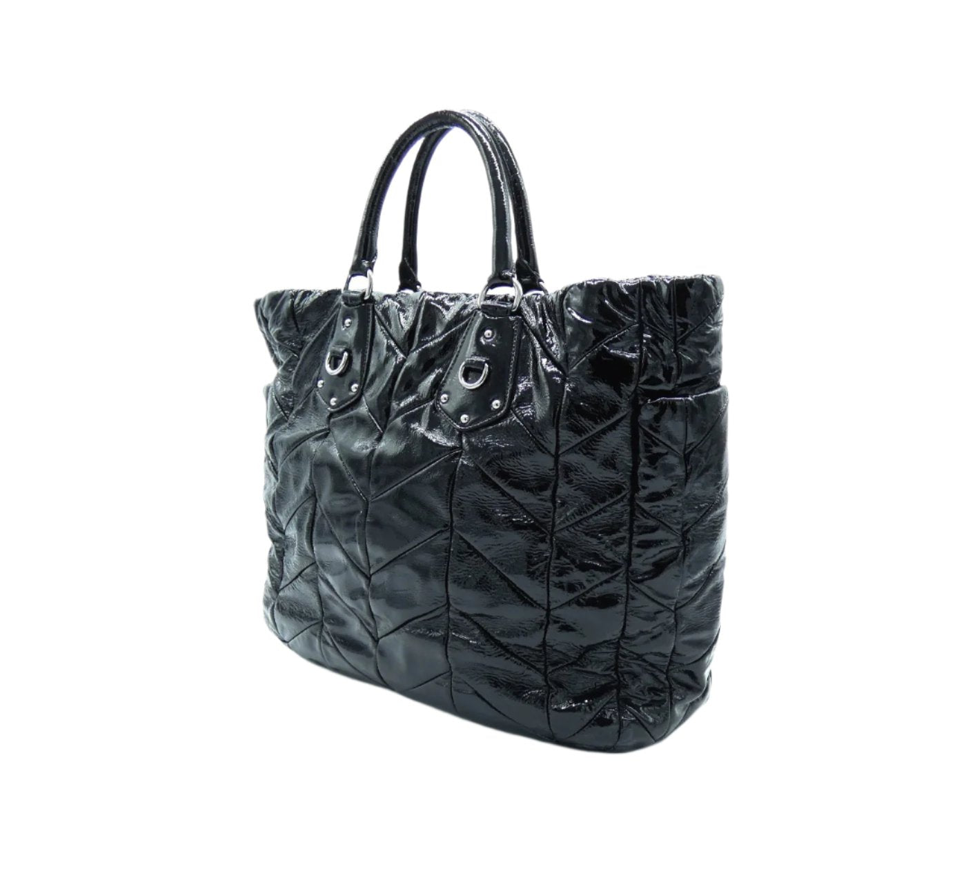 Prada Black Patent Quilted Tote Bag Prada