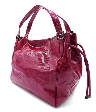 Burberry Large Raspberry Patent Check Embossed Bilmore Handbag Bag Burberry