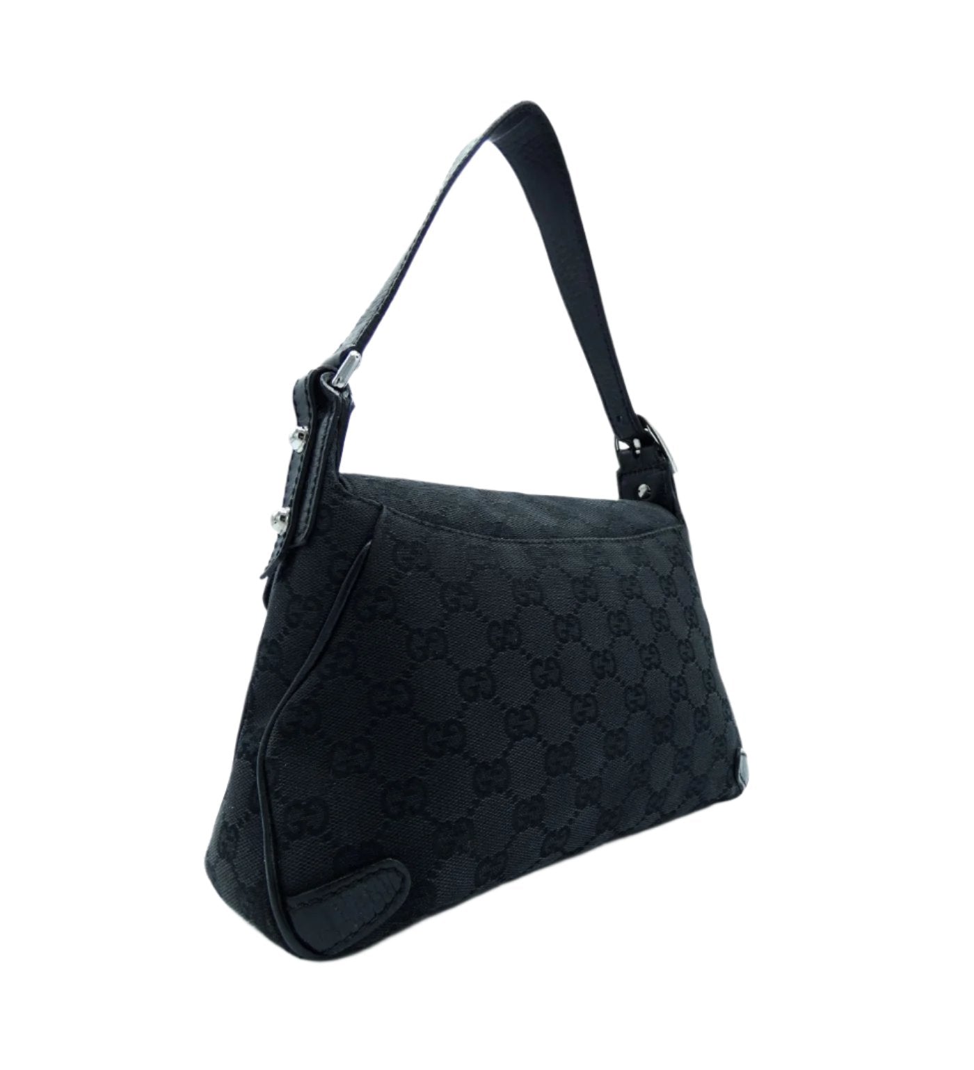 Gucci Black GG Canvas Horsebit Chain Flap Bag Bag Gucci