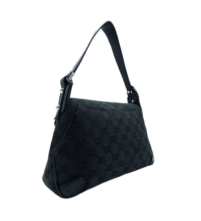 Gucci Black GG Canvas Horsebit Chain Flap Bag Bag Gucci