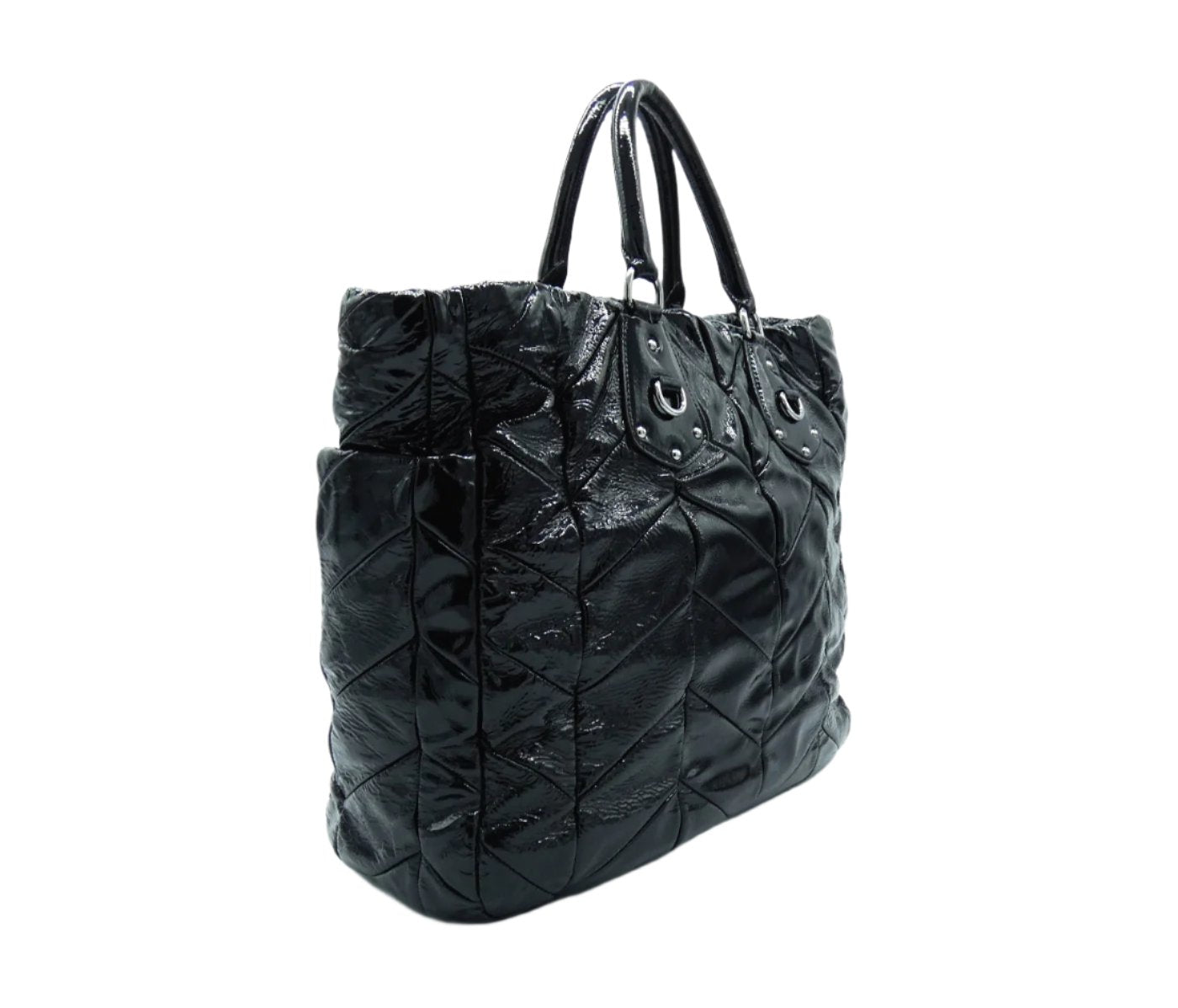 Prada Black Patent Quilted Tote Bag Prada