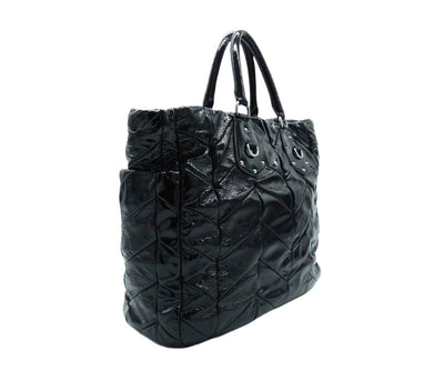 Prada Black Patent Quilted Tote Bag Prada