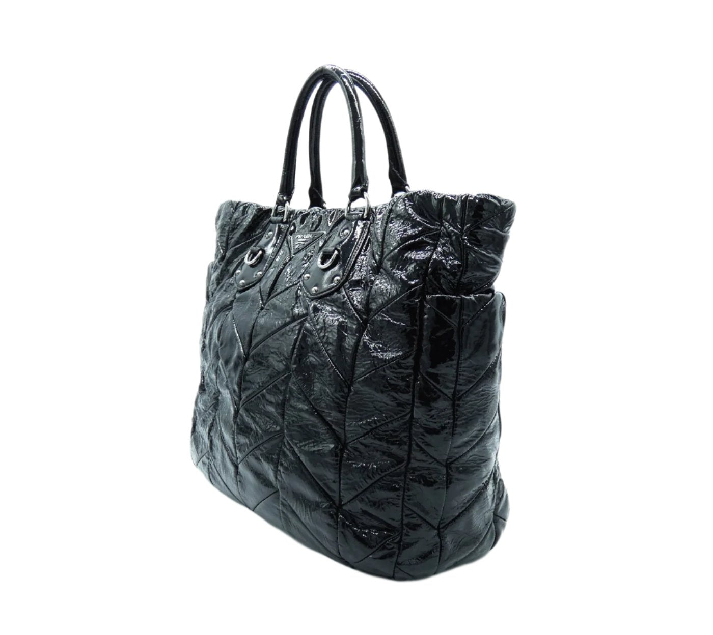 Prada Black Patent Quilted Tote Bag Prada