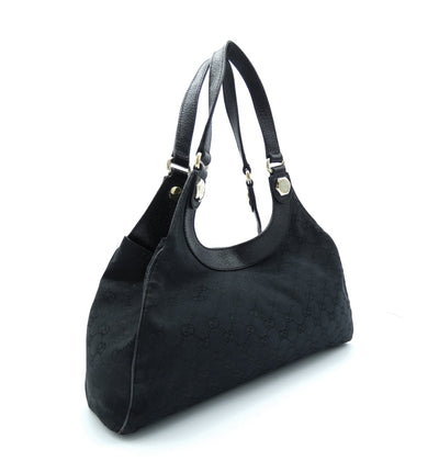 Gucci Vintage Black GG Canvas and Leather Charmy Hobo Bag Gucci