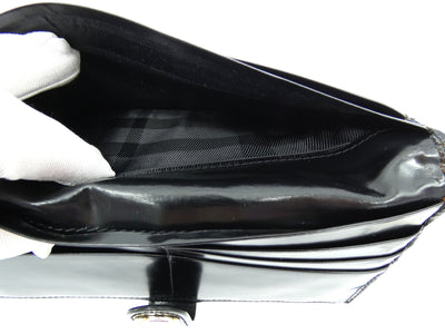 Burberry Black Patent Leather and Nylon Quilted Long Wallet Wallet Burberry