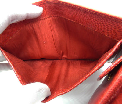 Prada Red Saffiano Flap Compact Wallet Wallet Prada