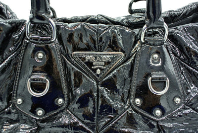Prada Black Patent Quilted Tote Bag Prada