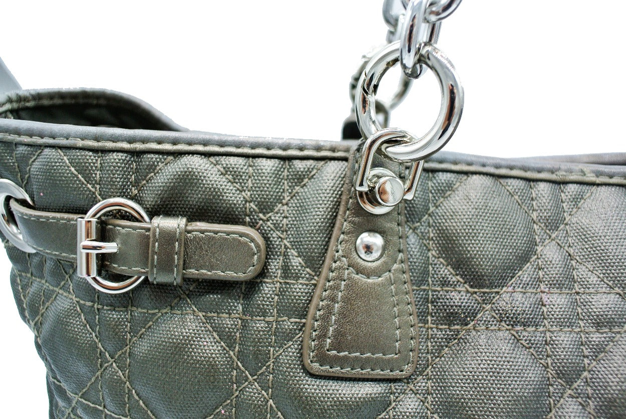 Christian Dior Grey Cannage Coated Canvas Tote: Modified Bag Christian Dior