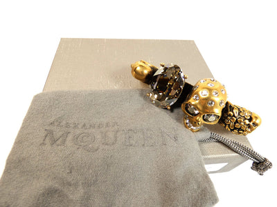 Alexander McQueen Skull Knuckle Ring in Gold and Crystal Ring Alexander McQueen