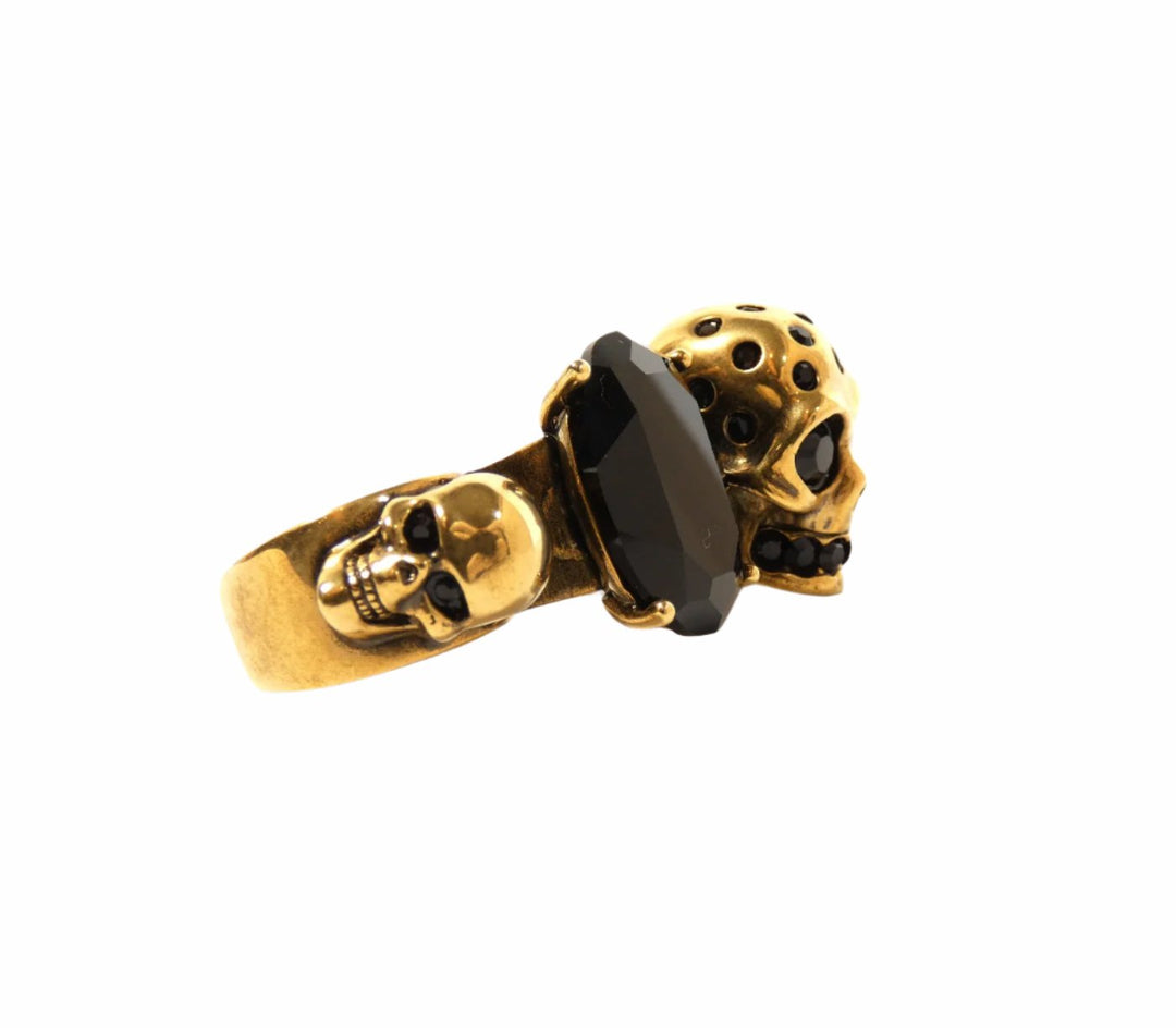 え*ま様 【希少】Alexander McQueen オニキスリング archi Alexander McQueen Archival Gold Skull Knuckle Ring – Occhi Azzurri