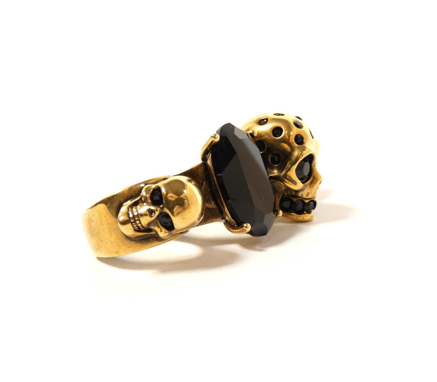 Alexander McQueen Skull Knuckle Ring in Gold and Black Ring Alexander McQueen