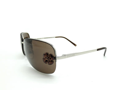 Chanel Brown Camellia Flower Rimless CC Sunglasses 4135 Sunglasses Chanel