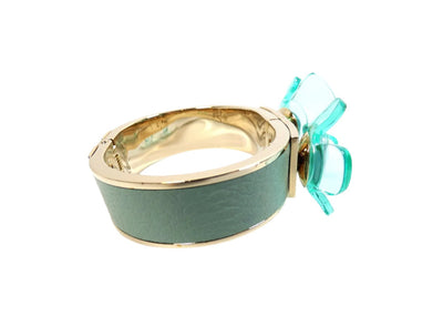 Burberry Prorsum Leather and Lucite Flower Bangle Bracelet Burberry