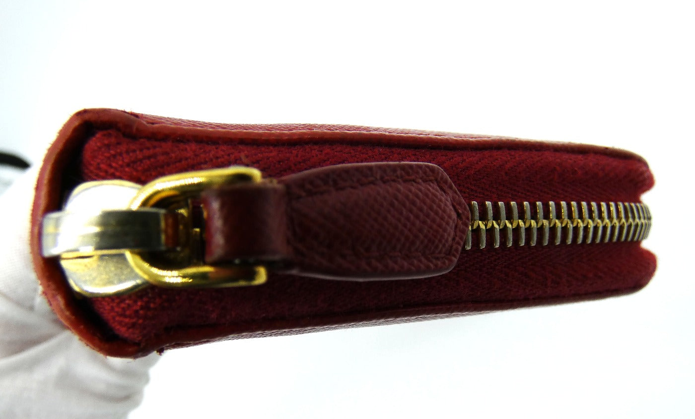 Prada Red Saffiano Leather Large Long Zip Wallet Wallet Prada