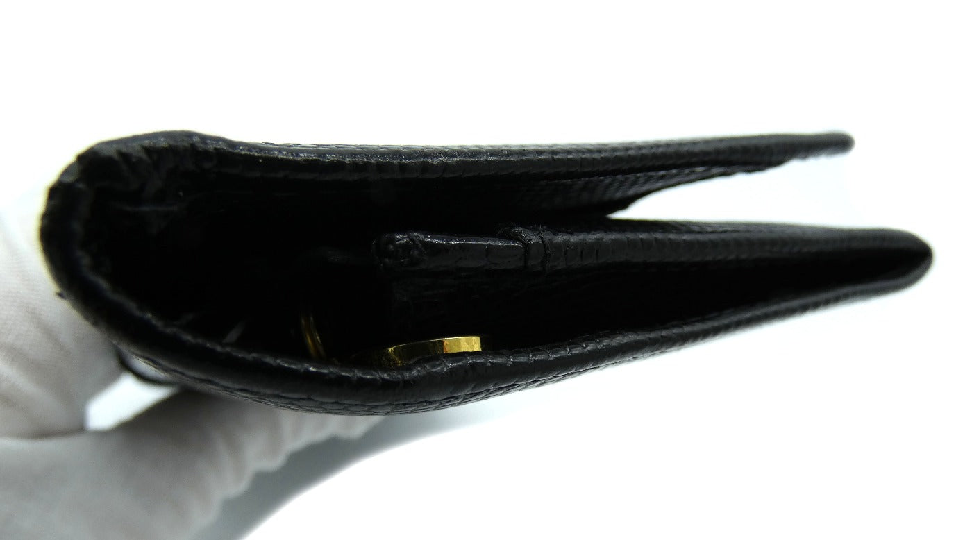 Salvatore Ferragamo Vera Black Pebbled Vintage Leather Wallet Wallet Salvatore Ferragamo