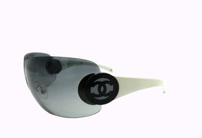 Chanel Vintage Black and White CC Logo Shield Sunglasses 4173 Sunglasses Chanel
