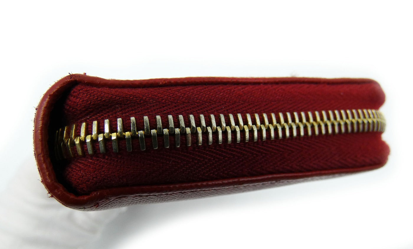 Prada Red Saffiano Leather Large Long Zip Wallet Wallet Prada