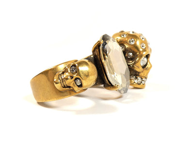 Alexander McQueen Skull Knuckle Ring in Gold and Crystal Ring Alexander McQueen