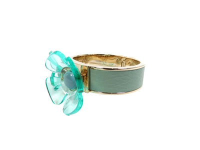 Burberry Prorsum Leather and Lucite Flower Bangle Bracelet Burberry