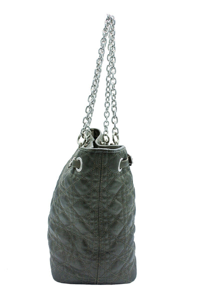 Christian Dior Grey Cannage Coated Canvas Tote: Modified Bag Christian Dior