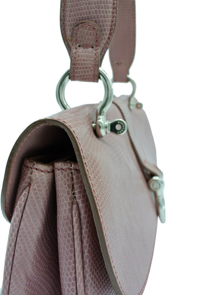Burberry Vintage Pink Snake Embossed Leather Handbag Bag Burberry
