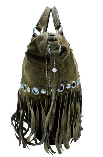 Miu Miu Vintage Brown Suede Fringed Large Tote Bag Miu Miu