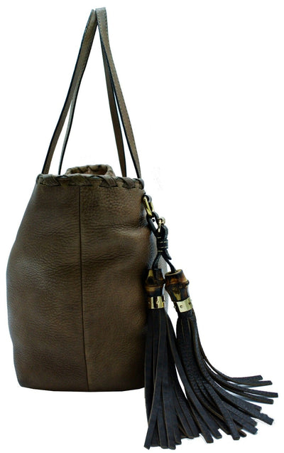 Gucci Large Brown Leather Tassel Tote Bag Gucci
