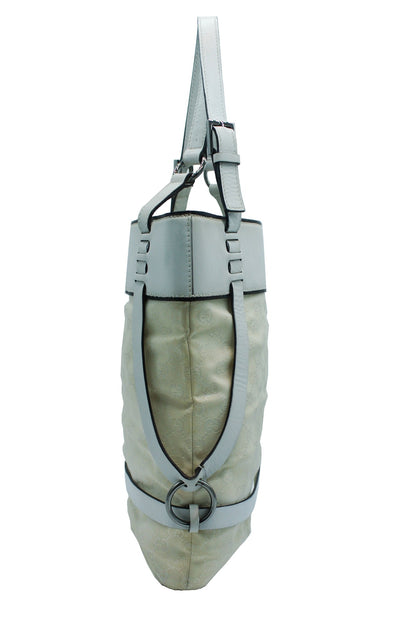 Gucci White Leather GG Canvas Bucket Bag Bag Gucci