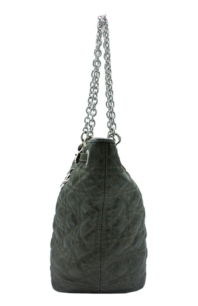 Christian Dior Grey Cannage Coated Canvas Tote: Modified Bag Christian Dior