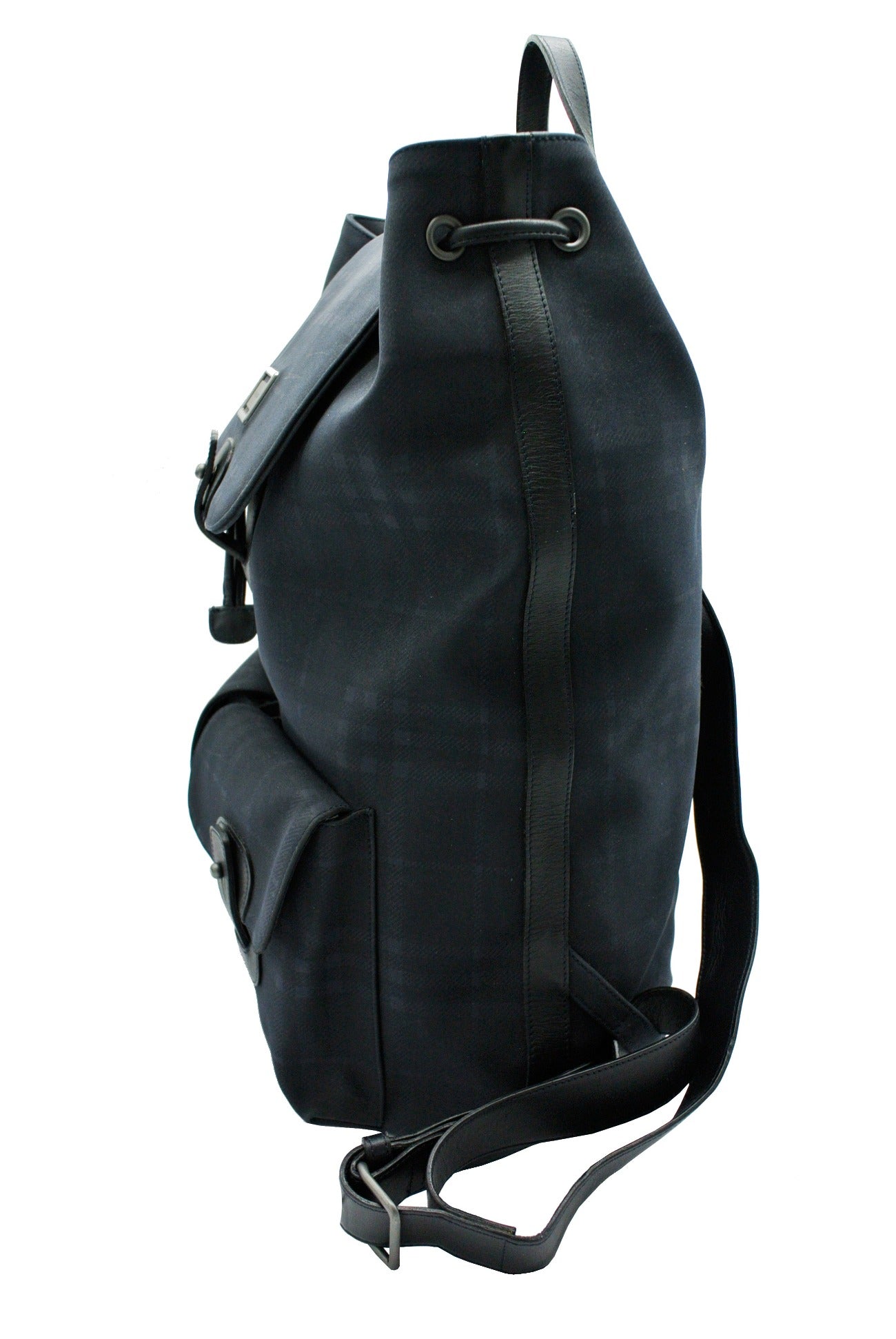Burberry Vintage Black and Blue House Check Backpack Bag, Backpack Burberry