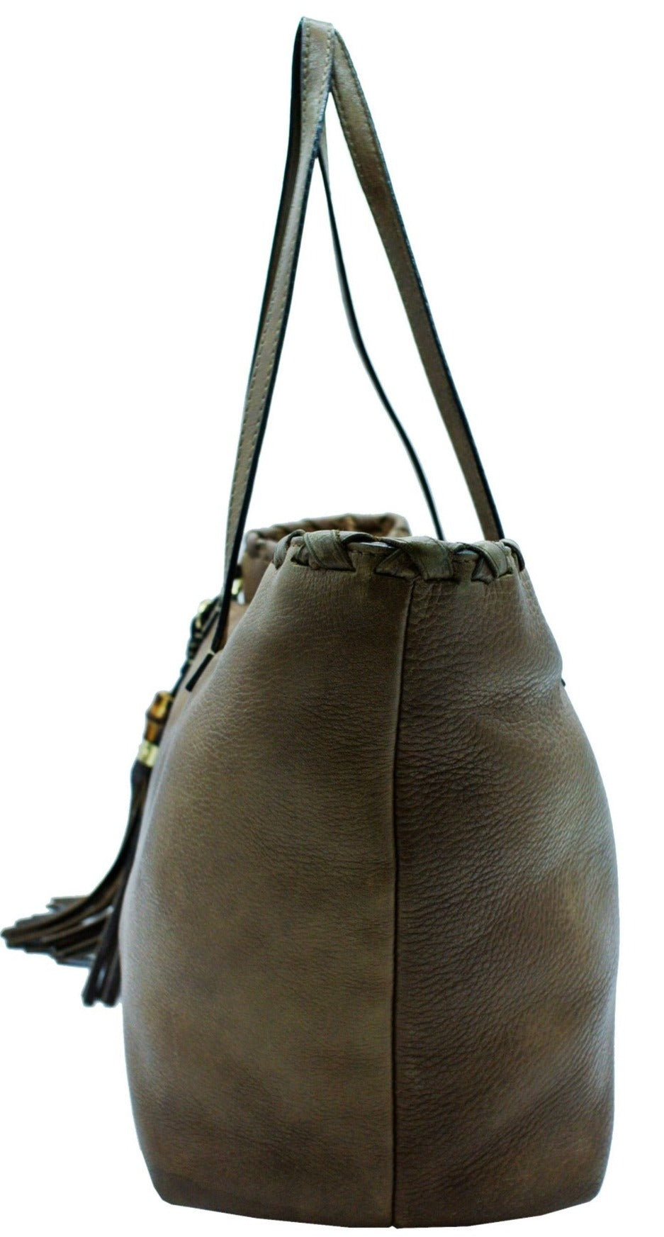 Gucci Large Brown Leather Tassel Tote Bag Gucci