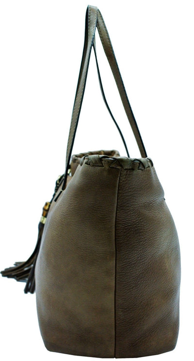 Gucci Large Brown Leather Tassel Tote Bag Gucci