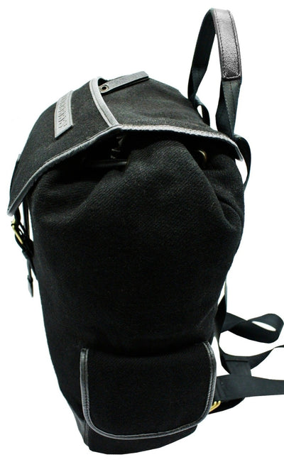 Burberry Vintage Black Leather and Wool Backpack Bag, Backpack Burberry