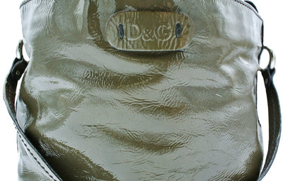 D & G Gaia Olive Patent Leather Large Tote Bag Dolce & Gabbana