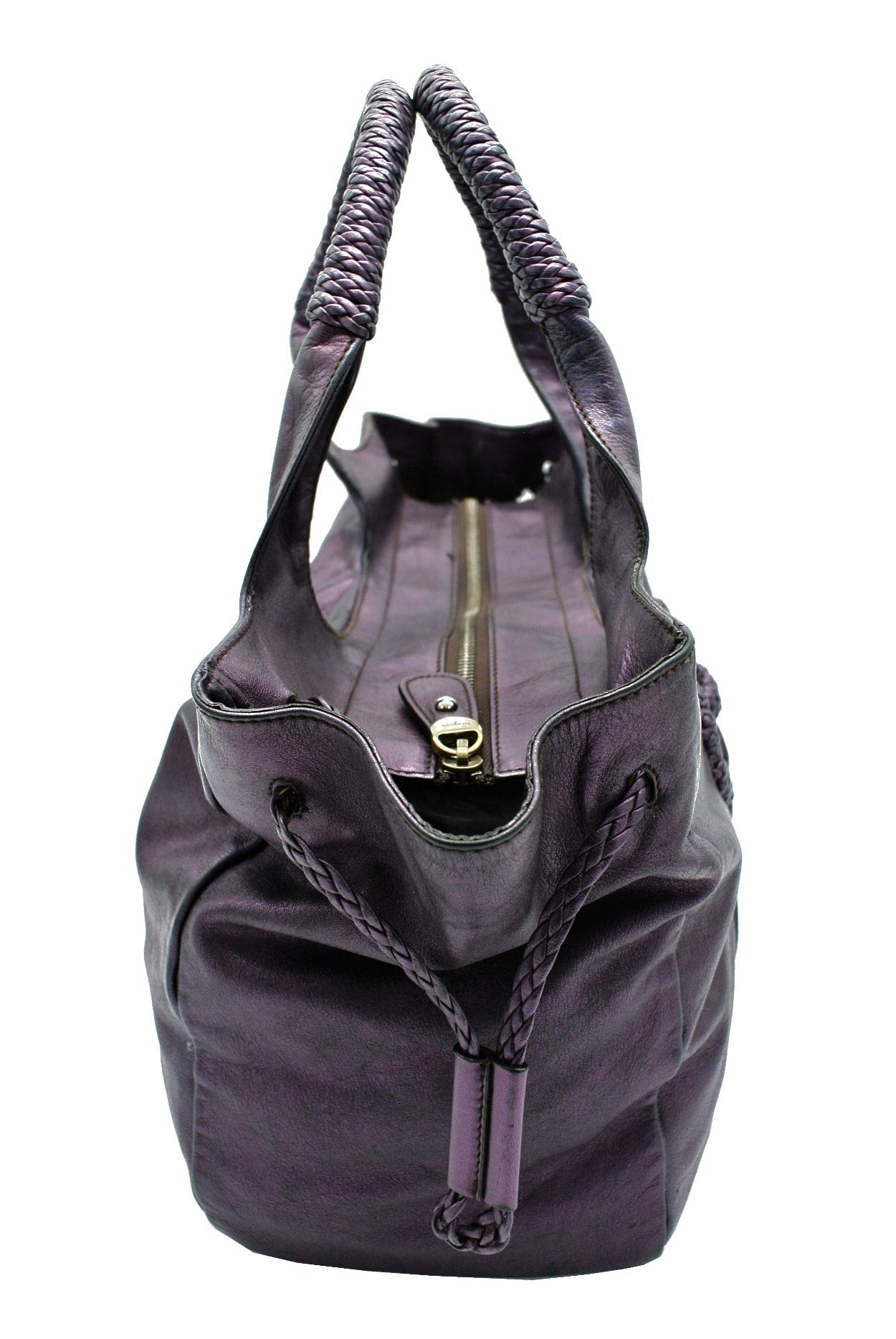 Salvatore Ferragamo Purple Metallic Gancini Handbag Bag Salvatore Ferragamo