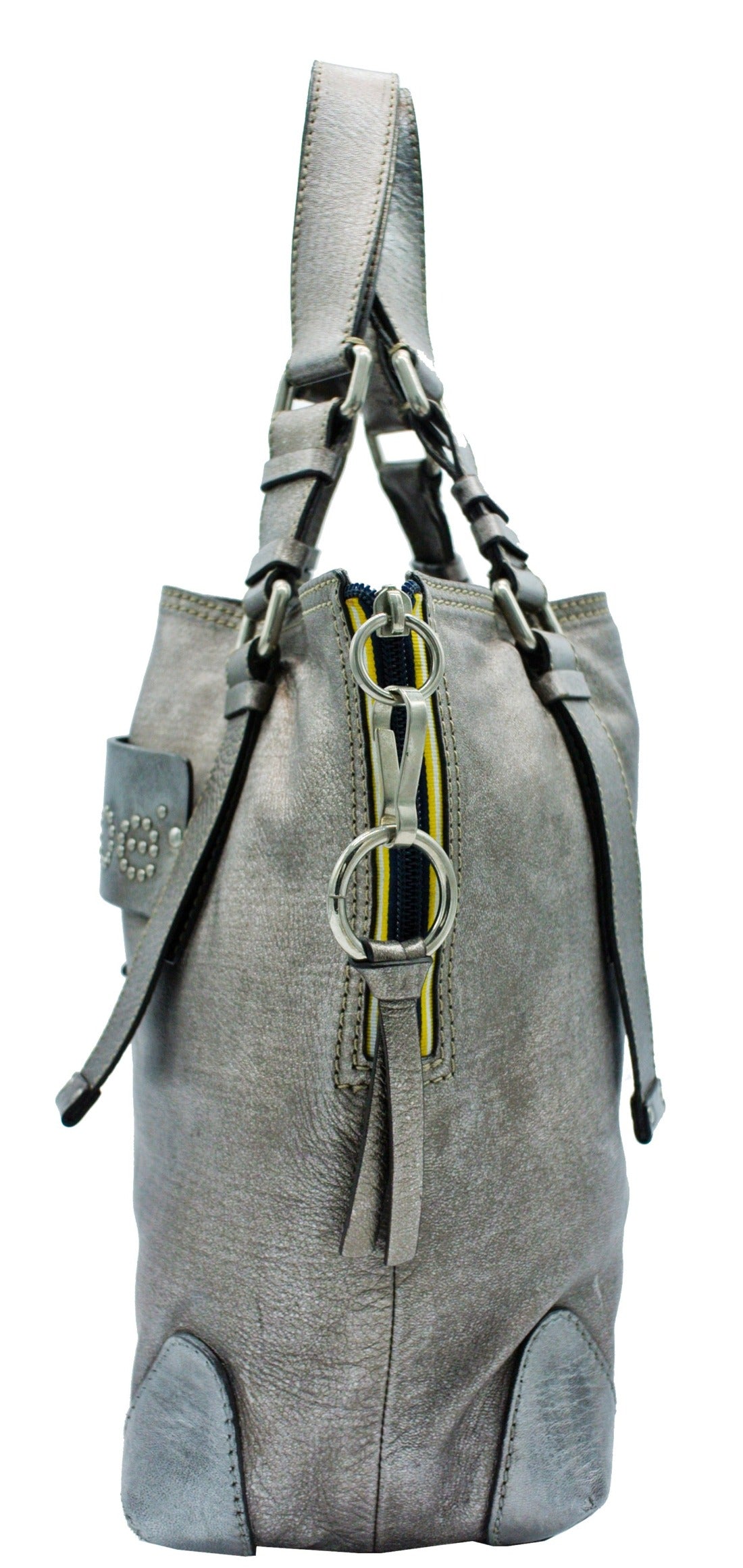 Chloe Silver Leather Logo Tote Bag Chloe