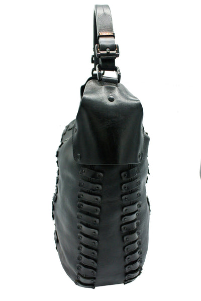 Burberry Large Black Leather Embellished Hobo Bag Bag Burberry