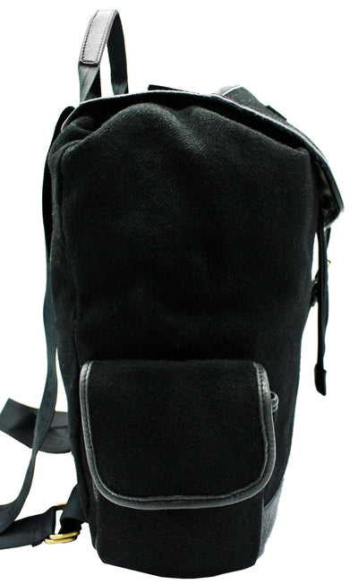 Burberry Vintage Black Leather and Wool Backpack Bag, Backpack Burberry