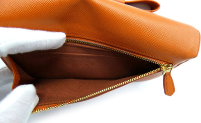 Prada Vintage Orange Saffiano Fiocco Bow Long Wallet Wallet Prada