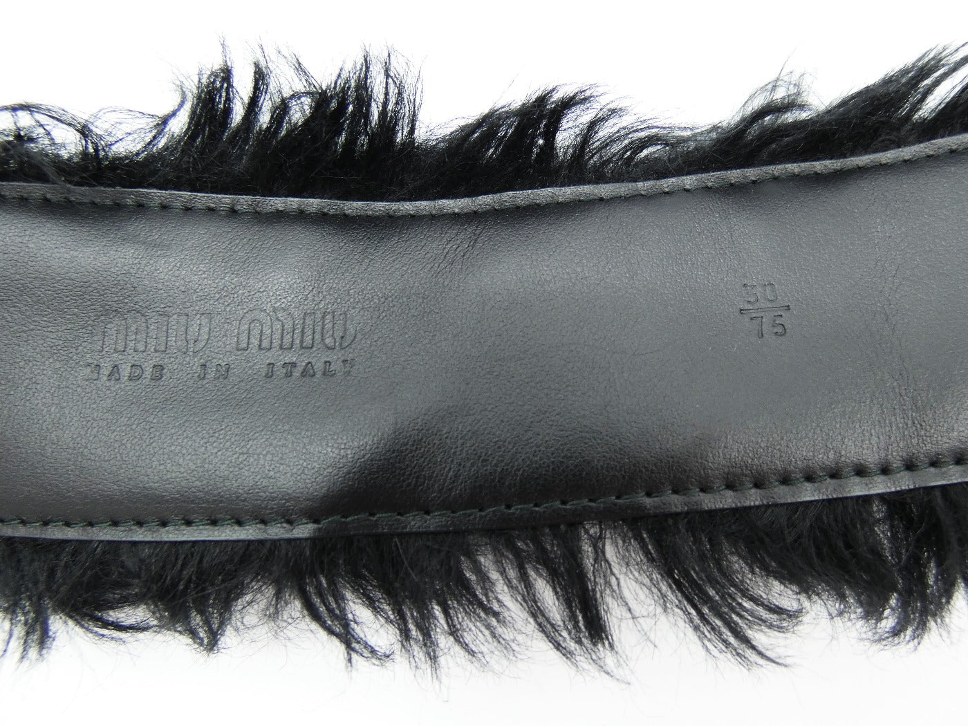 Miu Miu Mohair Fur and Black Leather Belt Belt Miu Miu