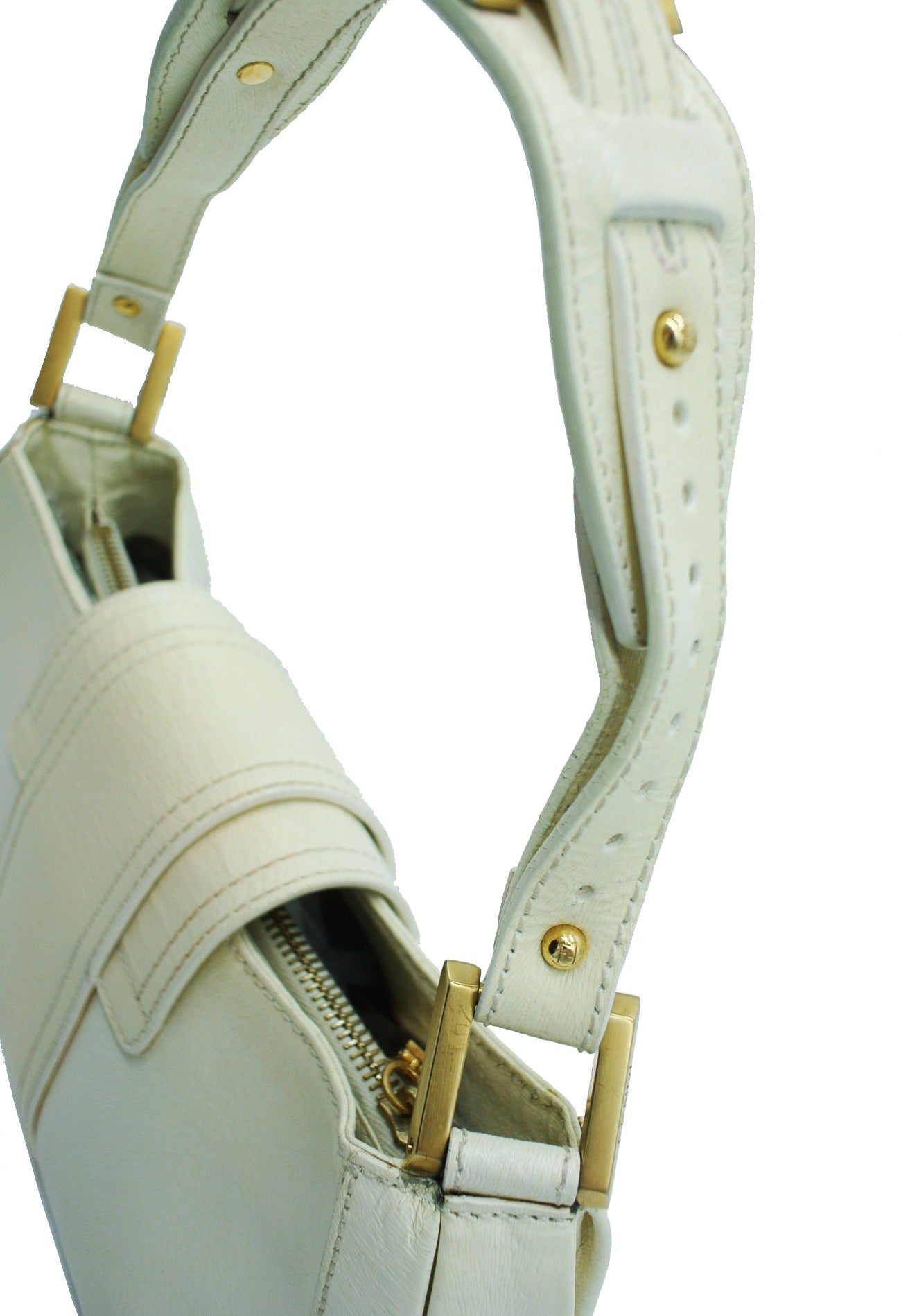 Fendi Vintage Cream Leather Gold Logo Mini Bag Bag Fendi