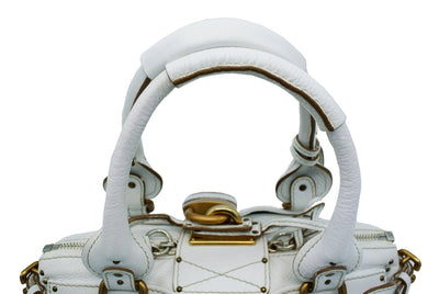 Chloe White Leather Large Paddington Bag Bag Chloe