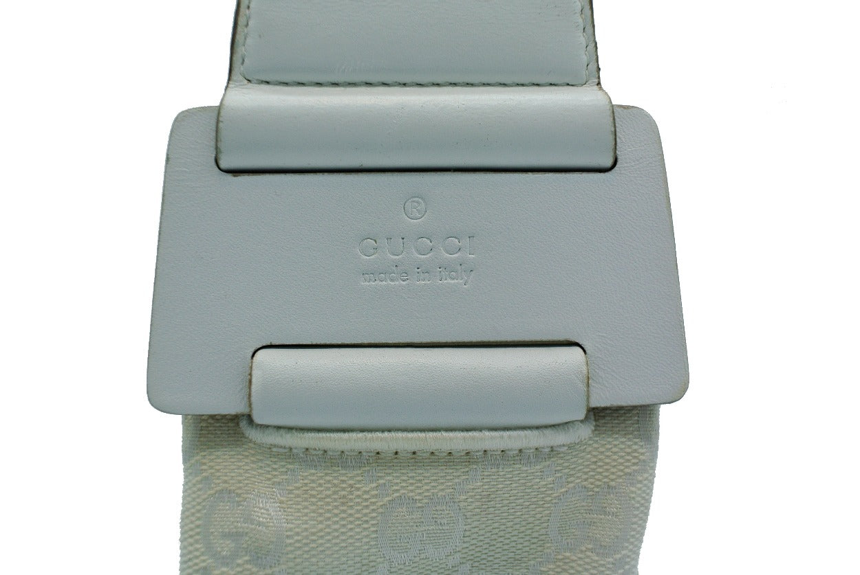 Gucci White GG Canvas and Leather Slimline Shoulder Bag Bag Gucci