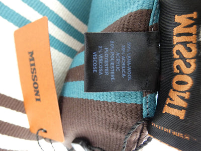 Missoni Turquoise and Brown Striped Scarf Scarf Missoni