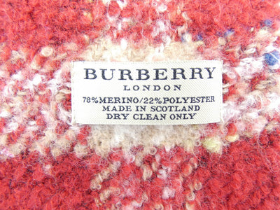 Burberry Bobbled Wool Plaid Red and White Scarf Scarf Burberry