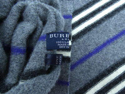 Burberry Lambswool Icon Stripe Grey Hat and Scarf Set Scarf Burberry