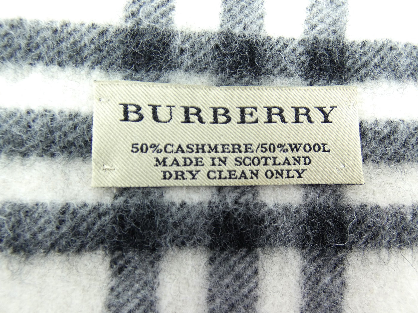 Burberry Cashmere and Wool Icon Stripe Cream and Black Scarf Scarf Burberry